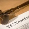 last will and testament form with gavel, shallow dof
