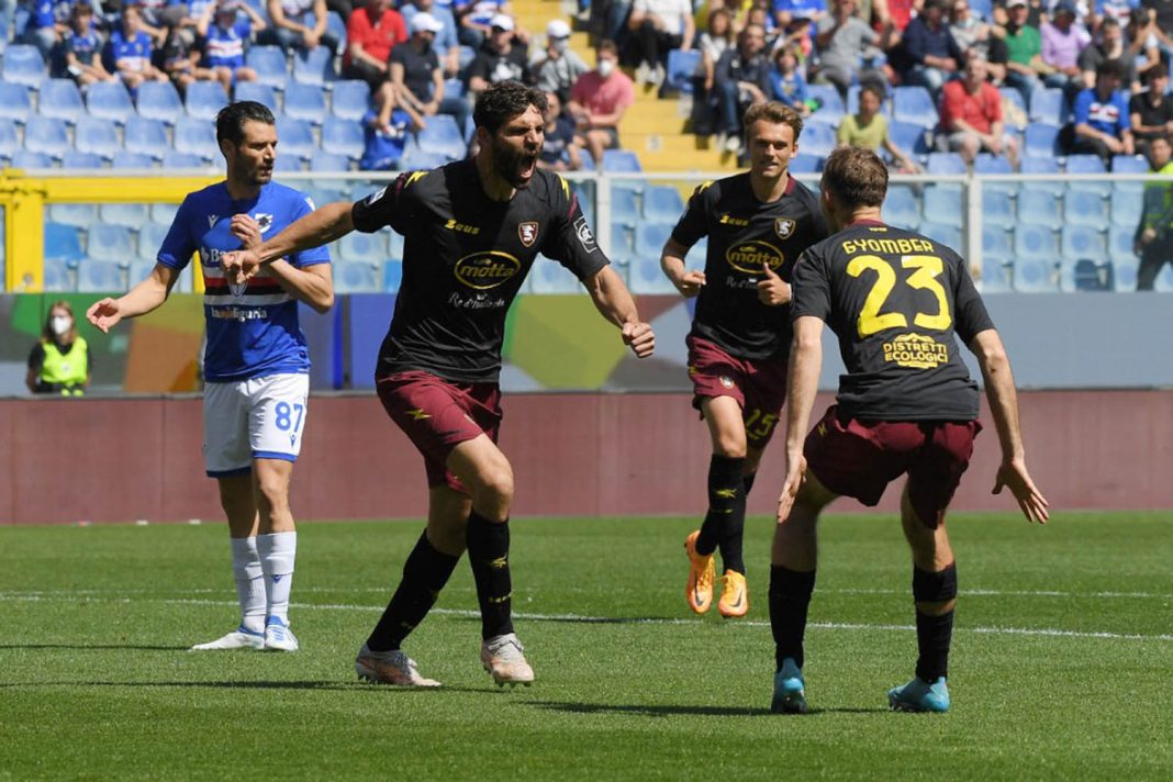 Sampdoria Salernitana esultanza di Fazio dopo il gol